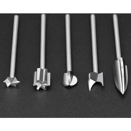 5PCS/Set Wood Carving and Engraving Drill Bit Set Milling Root Cutter Carving Chisel Carving Tools Hand Tools Woodworking Tools