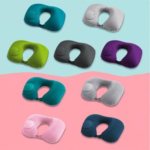 Press-inflatable U-shaped Pillow Neck Pillow Inflatable Cushion Air Travel Cushion Office Headrest Folding Portable