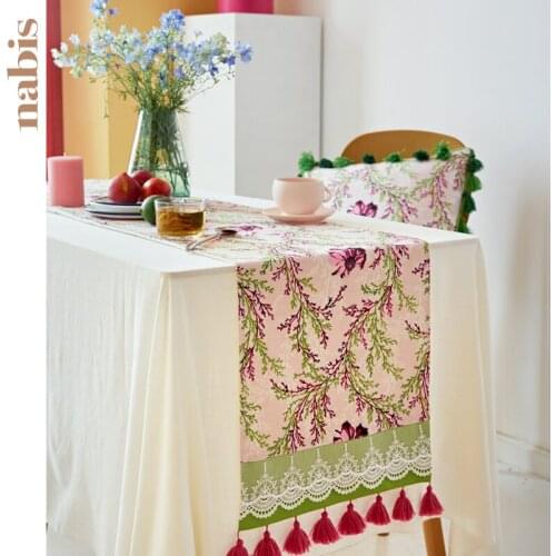 Table Runners Tassel Linen Cotton Tea Table Shose Cabinet Cover Table Flag Table Runner Decoration Home Decor