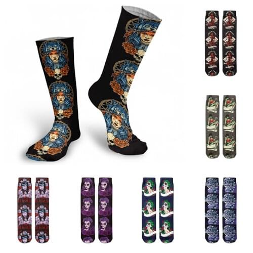 Poker Beauty Punk Cotton Socks Ladies Unisex Street Compression Fashion Tube Socks Cotton Seasons Casual Socks Printed Women Soc