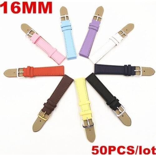 Wholesale 50PCS / lot 16MM PU with genuine leather Watch band watch strap 10 colors -121703