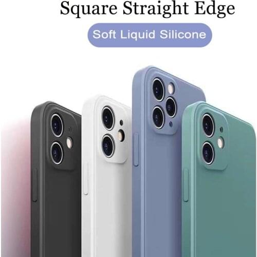 Original Soft Liquid Silicone Case For iPhone 11 Pro Max X XS XR 7 8 6 6S Plus SE 2 2020 Luxury Square Protective Phone Cover