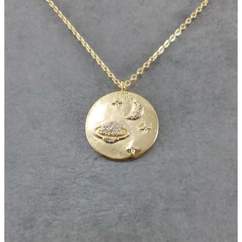 Galaxy Pendant Necklace Dainty Jewelry Stainless Steel Planet Earth Circular Spherical Space Planet Stars Necklaces Pendants BFF