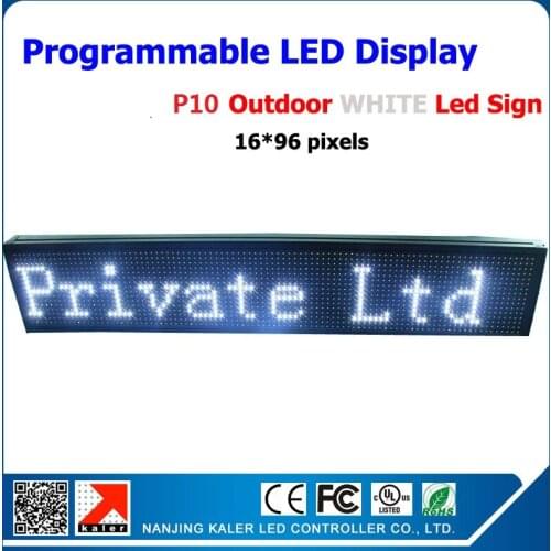 P10 Outdoor DIP / SMD 16X96cm 4scan White Led 105x25x9cm Scrolling Text Signboard Display Screen