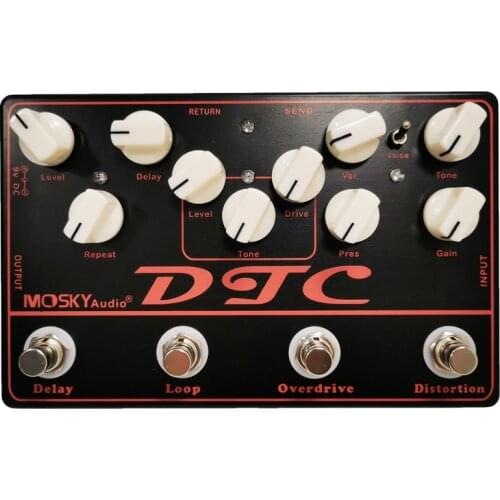 MOSKY DTC 4-in-1 Electric Guitar Effects Pedal Distortion + Overdrive + Loop + Delay True Bypass Guitar Parts & Accessories