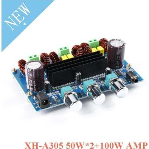 TPA3116D2 Digital Amplifier Board Bluetooth 5.0 Volume Tones 2.1 Channel Stereo Class D 50W*2+100W Speaker Audio for AUX XH-A305