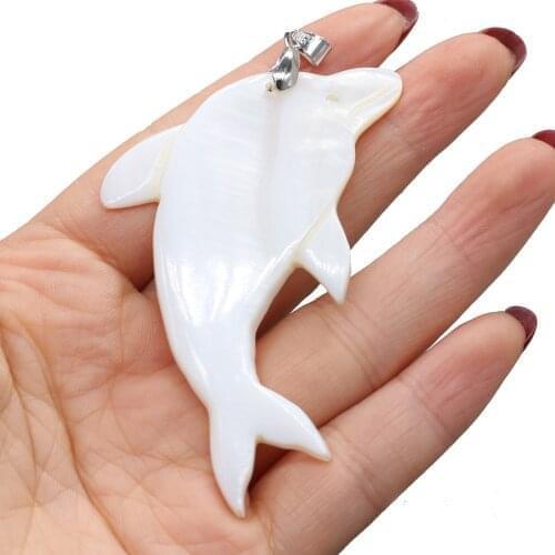 Natural Shell Pendants dolphin Shape Mother of Pearl Abalone Shell Exquisite charms For jewelry making DIY Necklace accessories