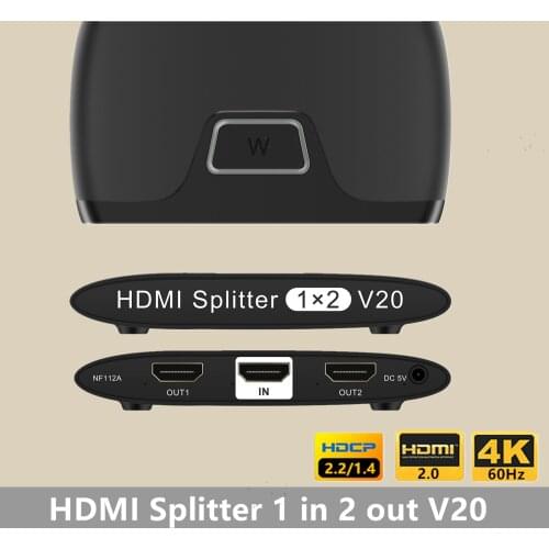 4K HDMI Splitter 1 in 2 Out 60Hz HDMI HDMI Splitter Support UHD HDMI 2.0 HDR10 HDCP 2.2/1.4