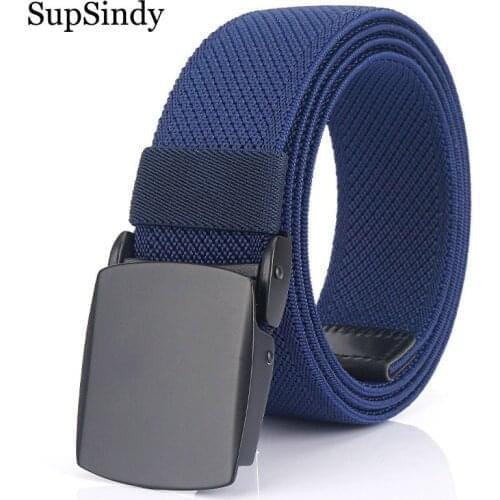 SupSindy Men Stretch nylon belt Metal buckle Belts for women waistband casual jeans belt elastic outdoor male strap high quality