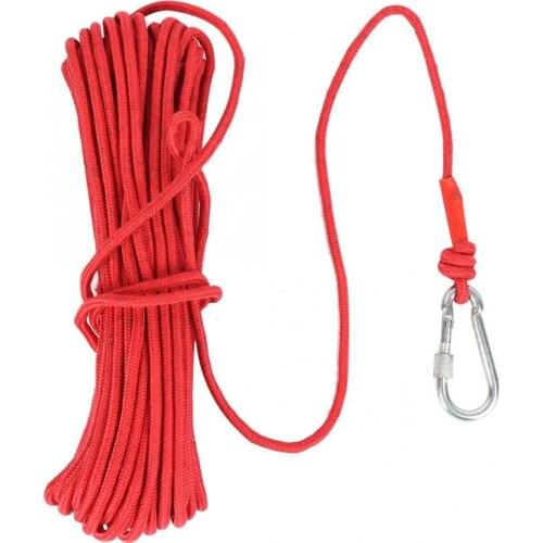 Salvage Rope 20M Fishing Strong Pull Force Treasure Hunting Salvage Rope with Carabiner High Strength Rope