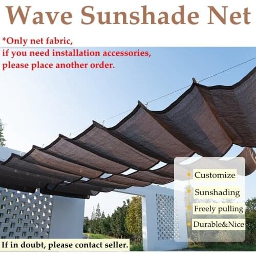 Telescopic Wave Sunshade Brown Net Width 0.8/0.9/1m HDPE Anti-UV Shading Fabric Home Terrace Balcony Canopy Garden Shadow Awning