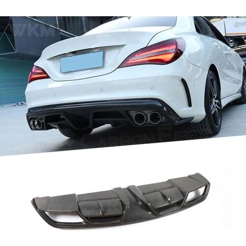 Carbon Fiber Car Rear Bumper Lip Diffuser Spoiler With Exhaust Tips For Benz CLA Class W117 CLA180 CLA200 CLA250 2013-2018 FRP