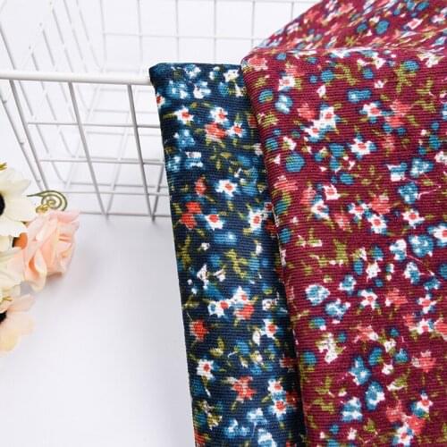 Corduroy fabric for dress Polyester Flowers printed cloth DIY womens skirt clothing handmade Sewing quilting small floral