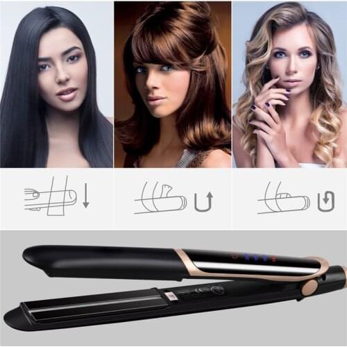 Hair Straighteners 2 in 1 Ceramic Flat Iron and Curling Iron with LCD Display Straightners Curls Adjustable Temperature