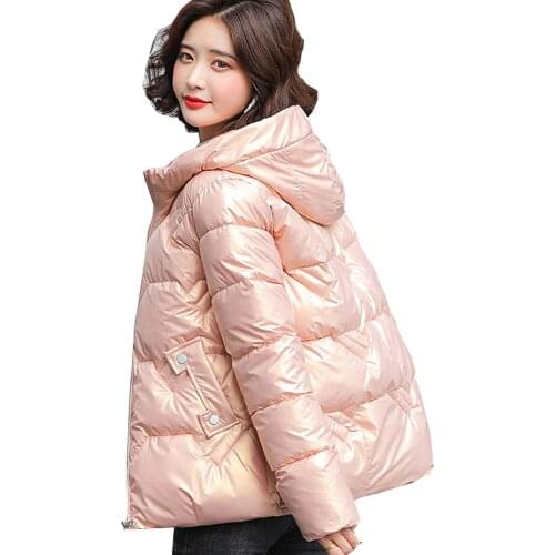 Hooded womens winter jacket 2021 new small Korean loose womens wear short coat down jacket women 8609