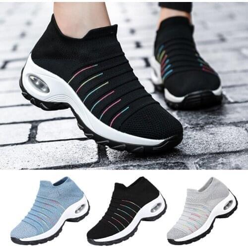 2020 New Sneakers Womens Summer Shoes Women Non Slip Platform Sneakers Mesh Socks for Women Wide Loafers Walking Shoes