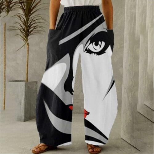 Women Flower Printed Harem Pants 2021 Summer Elastic Waist Trousers Loose Casual Turnip Bohemian Pantalon Oversized Bloomers
