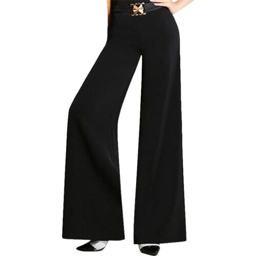 Adult Female High Waist Broad Leg Dance Pants Modern Dancers Latin Suit Practice Clothes National Standard Dance Trousers H653