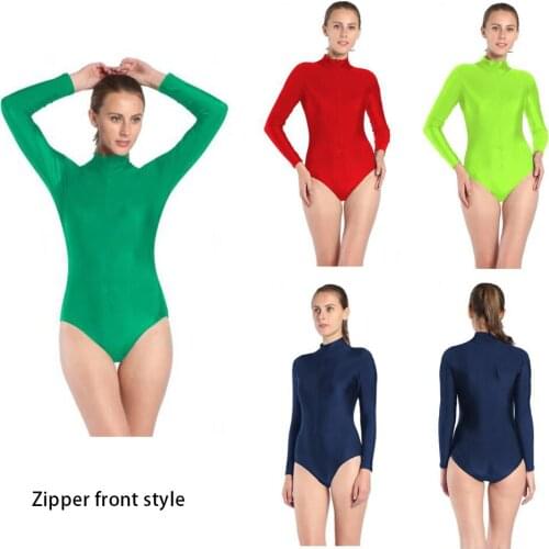 Free shipping Colorful Long Sleeve Lycra Spandex Round Collar Gymnastics Suits women Stage Performance Costumes