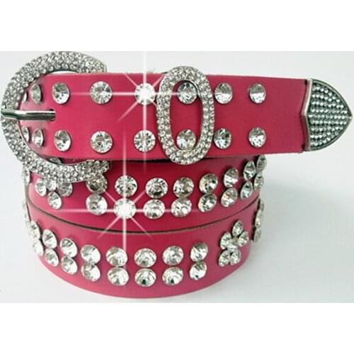 Wholesale 2021 joker NEW cheap Fashion Leather Waist Jeans Ladies Alloy Pin buckle Women Belt diamond decoration long 105CM