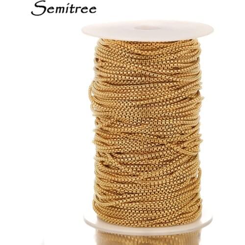 2 Meters Stainless Steel 3mm Gold Square Rolo Box Chains Wholesale Bulk DIY Jewelry Making Necklace Findings Bracelet Components