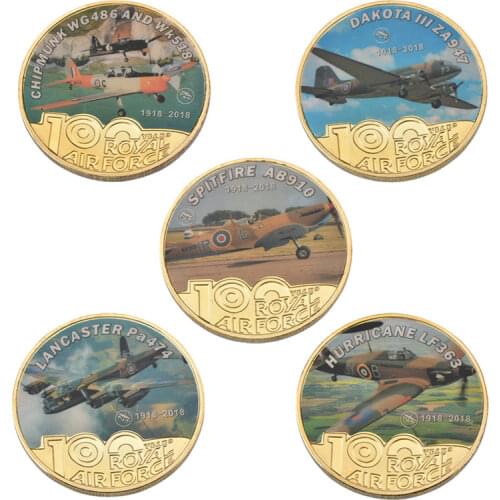 WR Royal Air Force 100th Anniversary Gold Metal Coins Original Replica Coin Collectibles Euro Copy Coins Birthday Gifts Souvenir