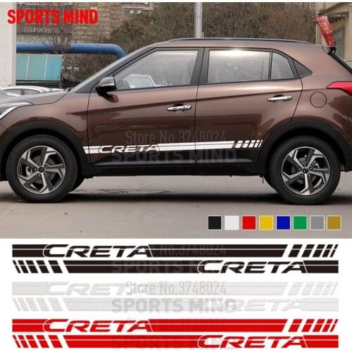 1 Pair Vinyl Car Stickers Decals For Hyundai Creta ix25 Accessories Door Side Stripe Automobiles Car-Styling