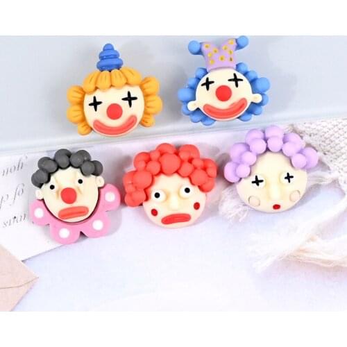 10Pcs Cute Cartoon Clown Planar Resin Ornament Patch DIY Hairpin Earrings Jewelry Mobile Phone Crafts Supplies Decor Materials
