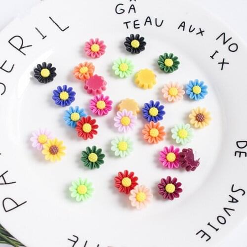 100PCS 12mm Daisy Flowers Flatback Planar Resin Patch DIY Craft Supplies Phone Shell Decor Material Kids Hair Accessories Arts