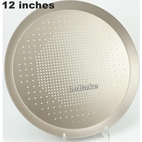 12 inches 2cm depth nonstick punching hard carbon steel round champagne golden color pizza pie pan cheesecake pancake tray DIY
