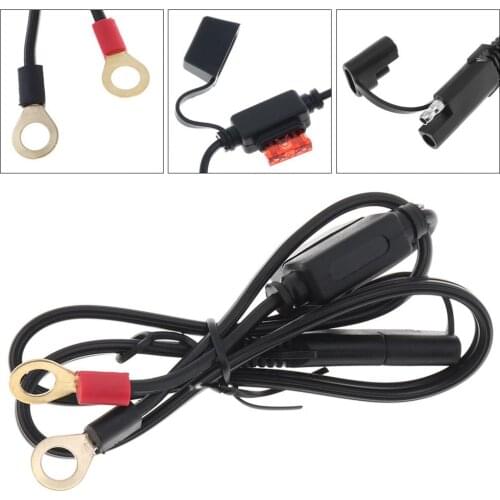 12V-24V 10A ABS + Metal SAE Motorbike Motorcycle Connection Line Cable with Fuse Waterproof and Round Terminal