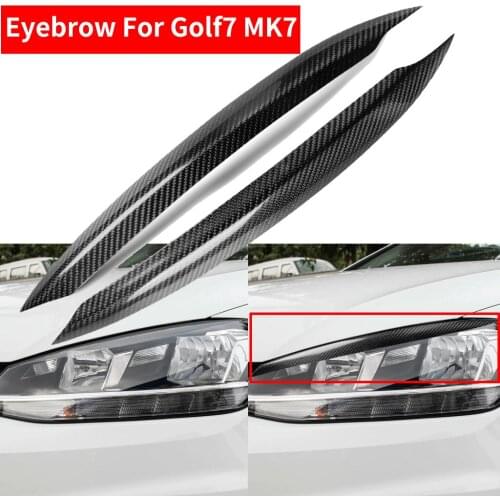 2PCS Car Styling Real Carbon Fiber Headlight Eyebrow Eyelids For Volkswagen GOLF7 MK7 Trim Cover Sticker Accessory 2013-2018