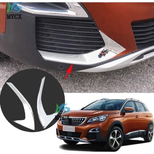 For Peugeot 3008 3008GT 2017 2018 ABS Bright Chrome Front Head Fog Light Foglight Lamp Eyelid Eyebrow Cover Trim 2 Pcs
