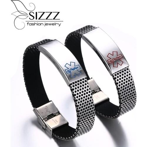 2016 New Star of life blue red medical sign stainless steel bending bracelet men women lovers bracelets bangles