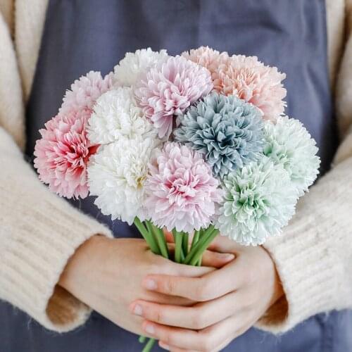 3/5PcsBunch Artificial Flower Bouquet Silk Dandelion Flower Ball Fake Flowers DIY Flwers Wedding Home Party Table Deco