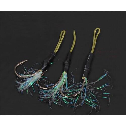 3PCS Fishing Spoon jigging slow Jig Lure Jigbait spoon Deep Sea double Feather Hook 1# 2# 3