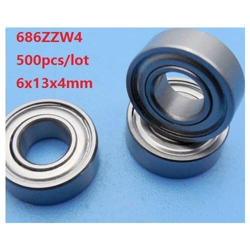 500pcs/lot 686ZZW4 686W4ZZ ball bearing 6x13x4mm Double metal cover deep groove ball bearings Miniature Mini bearing 6*13*4mm