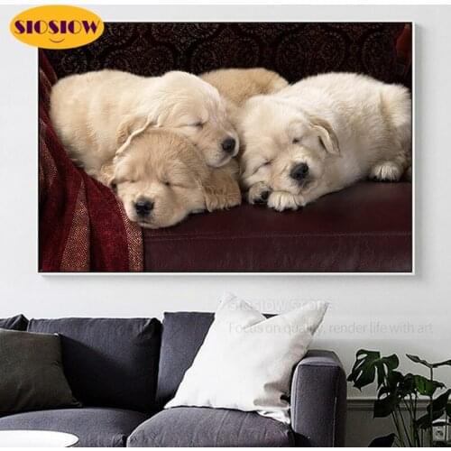 5d Diy Diamond Mosaic Embroidery Dogs Cross Stitch Full Square Diamond Painting Dog Pictures For Living Room Home Decor Children