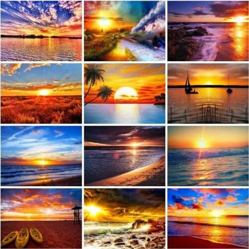 AZQSD Full Kits Diamond Embroidery Sale Landscape Sunset Crafts 5D DIY Diamond Painting Scenic Home Decor Needlework Gift