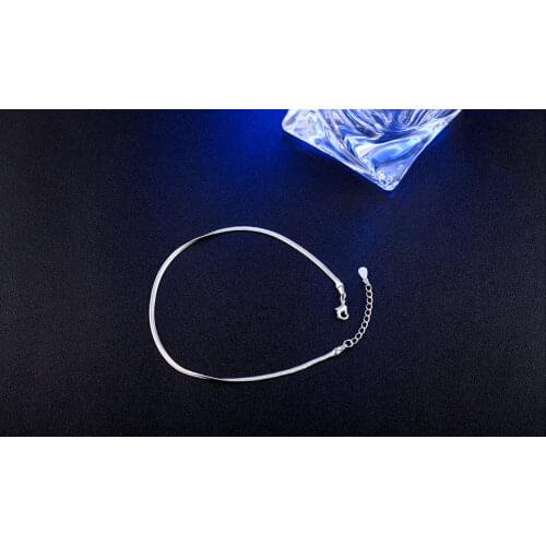 925 Sterling Silver Lucky Bracelets Cuff Fashion Chain Bangle Flat Snake Link Chain Women Men Jewelry Pulseira Masculina