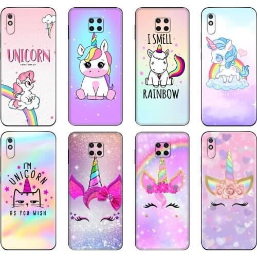 Black tpu Case For Xiaomi Redmi 7A 8 8A 9 9A 9C Case Redmi Note 8T 8 Pro T Note 9 9S 9 Pro Case Rainbow Unicorn