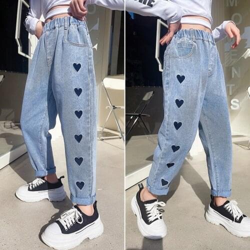 Girls Jeans Pants Spring Snd Autumn New Children Jeans Fashion Wild Casual Loose Denim Trousers Kids Clothes Girls 4 - 12 Years