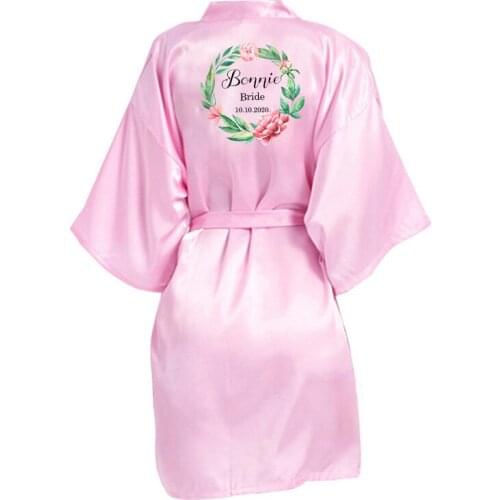 Custom sister of the bride satin robe bridal party getting ready robes wedding bridesmaid gifts