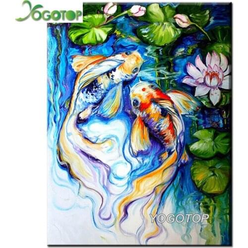 Round square Drill koi fish china art diamond painting crystal image Embroidery Cross Stitch Mosaic Painting Decor crafts YY1303