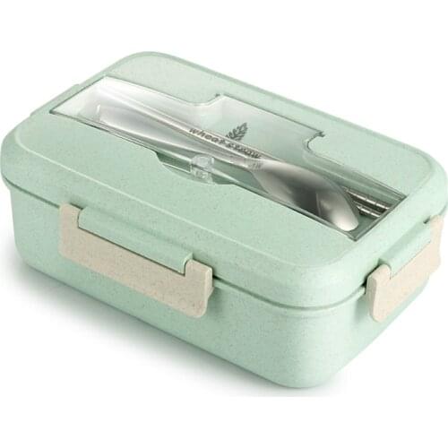 MeyJig Microwave Lunch Box Wheat Straw Multi-grid Dinner Food Storage Container Children Kids School Office Portable Bento Box