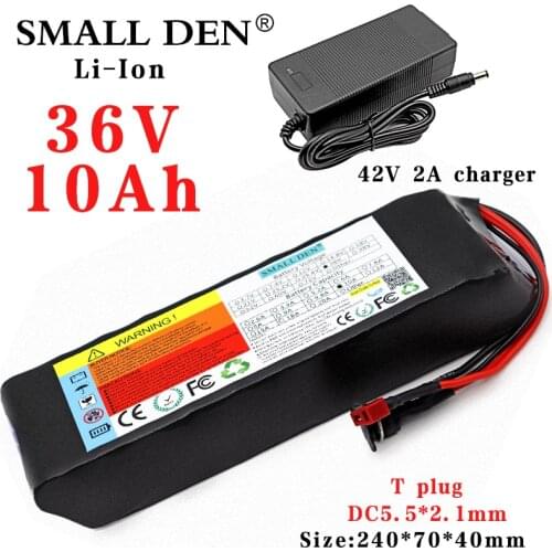 36V 10A 21700 Lithium Battery Pack 10S2P 10000mAh 500W high power for electric bicycle scooter built-in 15A BMS + 42V 2A Charger