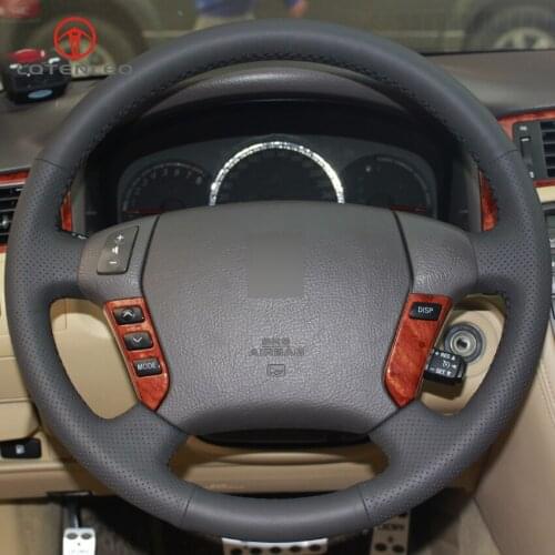 LQTENLEO Black Artificial Leather Hand-stitched Car Steering Wheel Cover for Toyota Crown 2006-2009