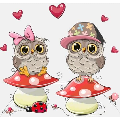 Dawasaru Cute Mushroom on The Owl Car Sticker Personality Decal Laptop Motorcycle Auto Accessories Decoration PVC,15cm*15cm