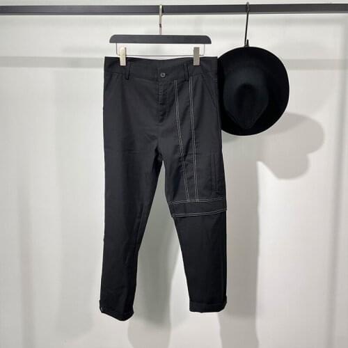 Owen Seak Men Casual Pencil Pants High Street Wear Mens Clothing England Sweatpants Preppy Autumn Winter Cross Black Pants