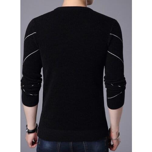 Mens Winter Warm Pullover Mens Knitted Sweater Cashmere Wool Pullover Mens Casual Striped Sweater Mens Sweater